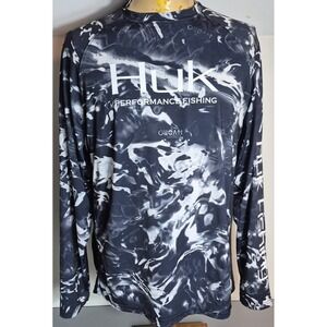 Huk Performance Fishing Shirt Mens S Camo Mossy Oak Hydro Pursuit